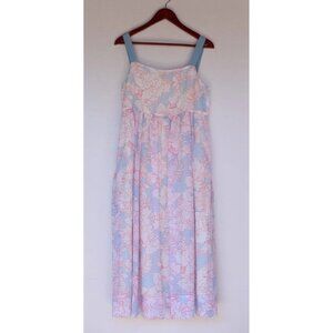 Paul & Joe Sister Womens Size 42 Blue Pink Floral Stripe Dress Pockets Tank Midi